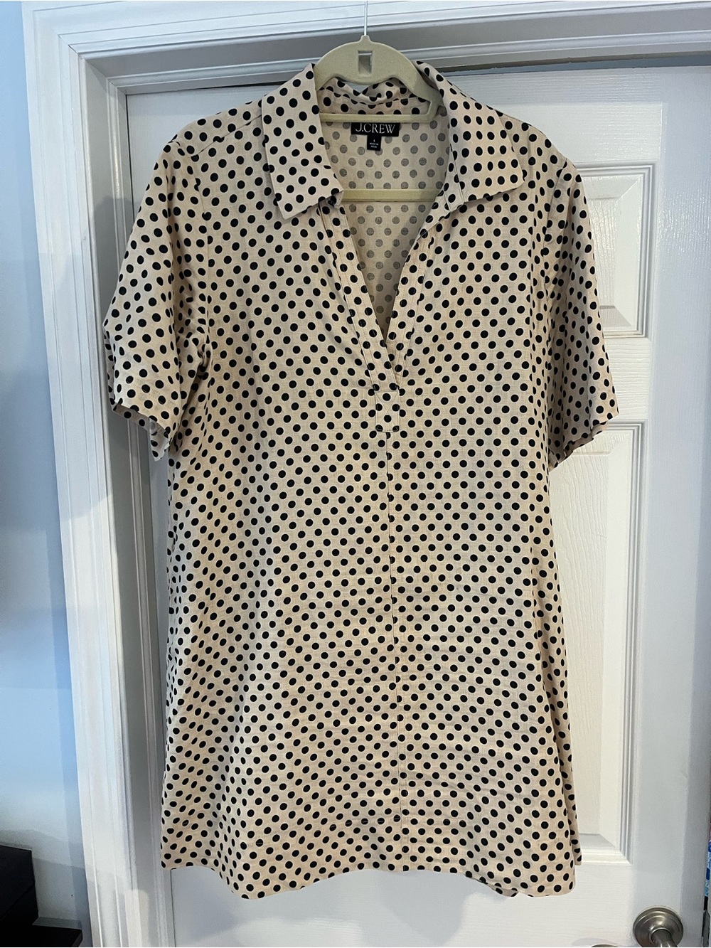 J. Crew Cream Polka Dot Short Sleeve Shirt